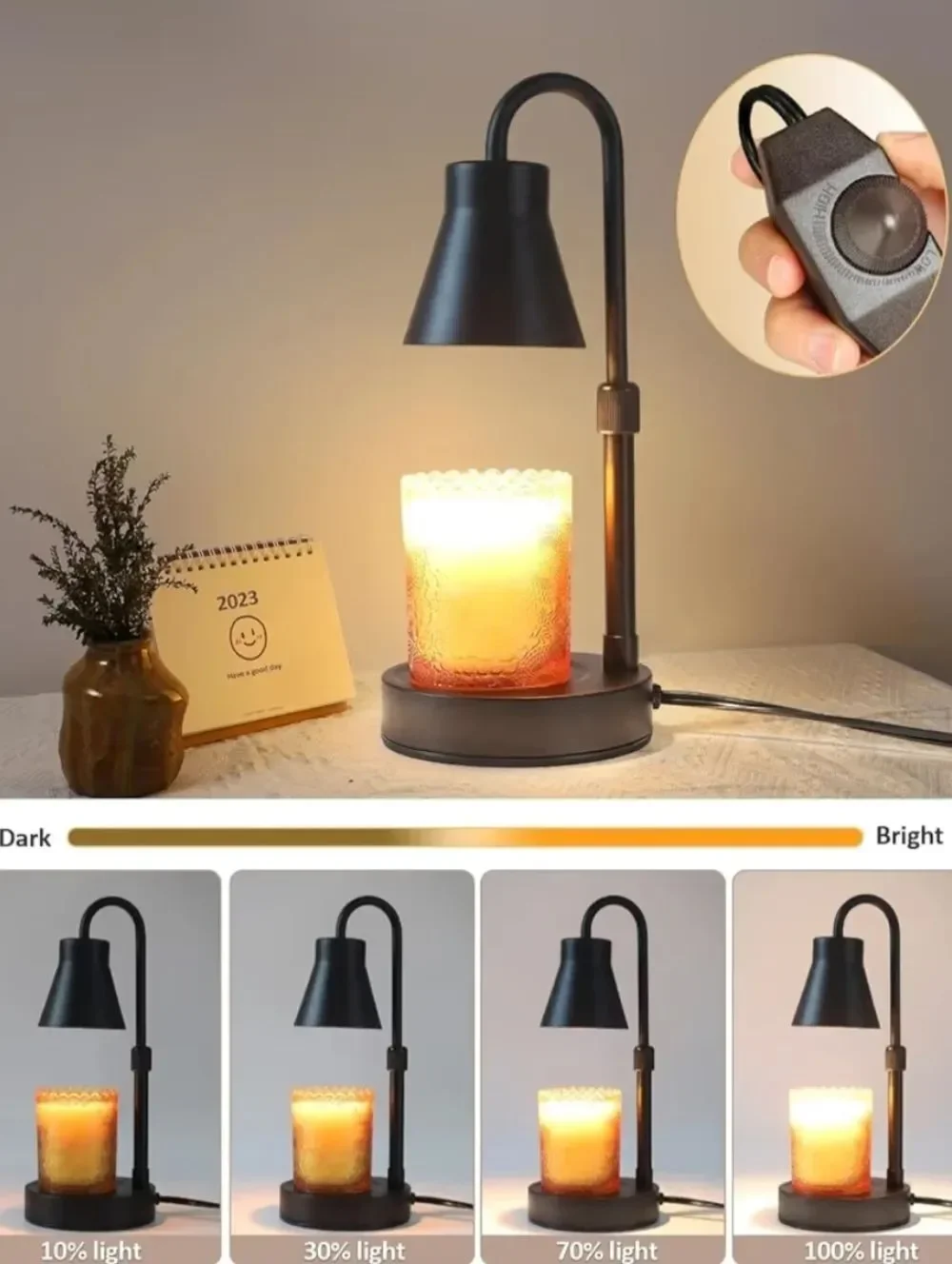 🔸️NIB Black Metal Adjustable Electric Candle Warming Lamp